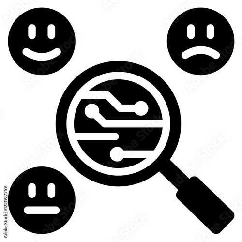 Sentiment Detection Solid Black Icon