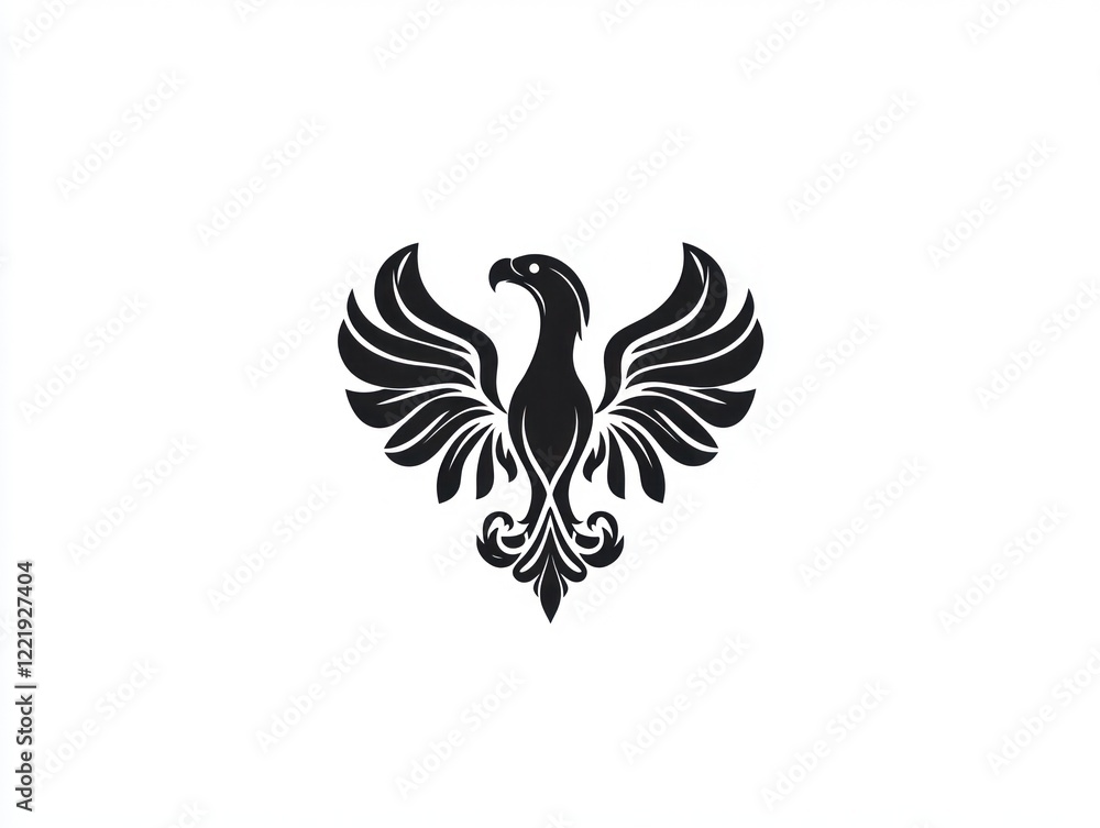 Fototapeta premium Ornate Black Eagle Design With Spread Wings