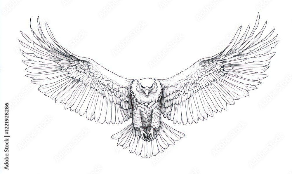 Fototapeta premium Majestic Eagle Soaring Wings Spread Wide Open