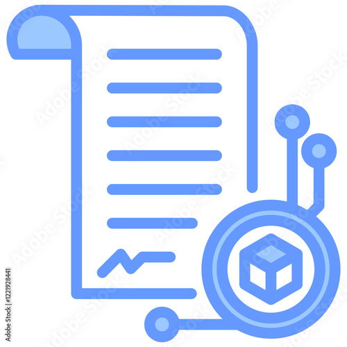 Smart Contract Lineal Blue Icon