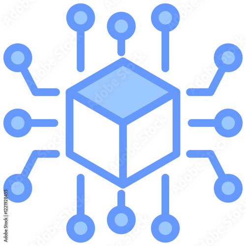 Blockchain Technology Lineal Blue Icon