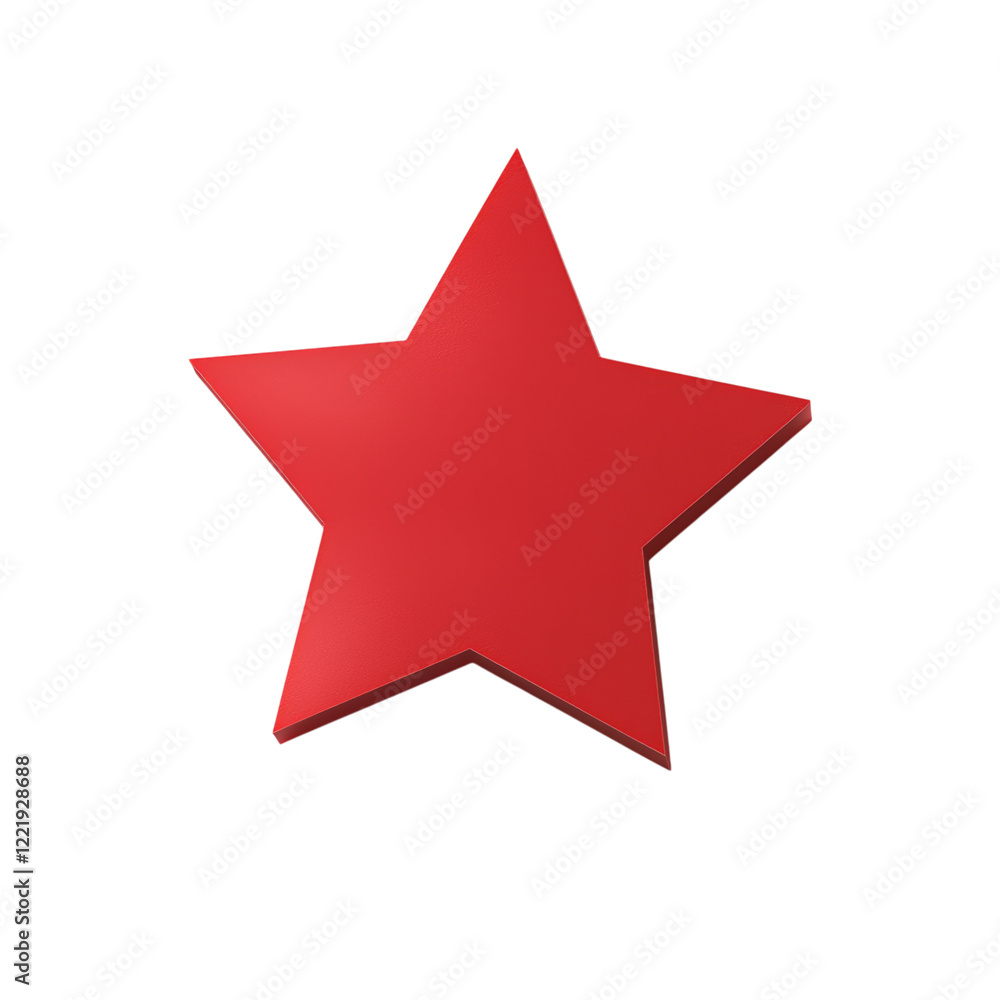 Bright Red Three-Dimensional Star Shape with Smooth Finish Bright Red Three-Dimensional Star Shape with Smooth Finish