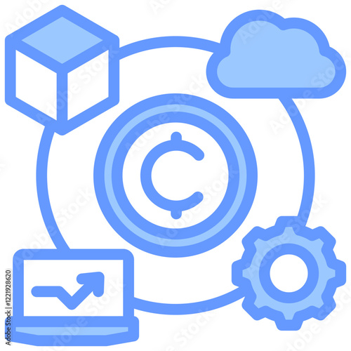 Decentralized Lineal Blue Icon
