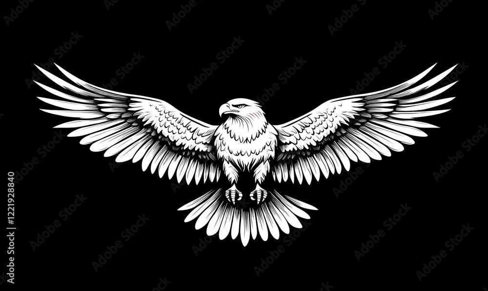 Obraz premium Majestic Eagle Soaring Wings Spread Wide Open