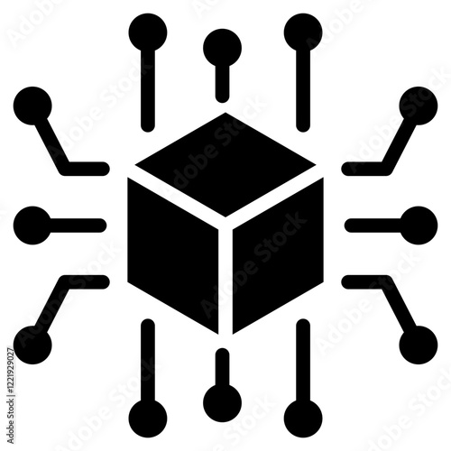Blockchain Technology Solid Black Icon