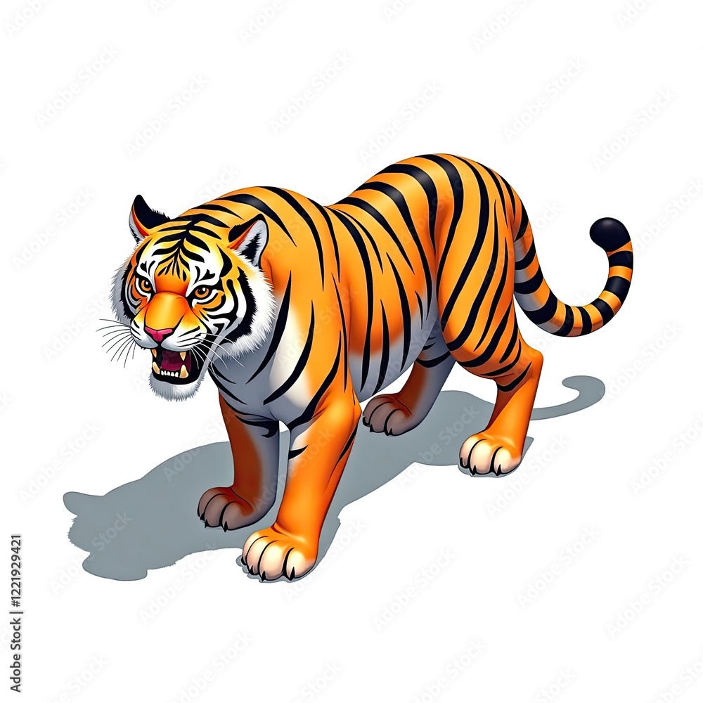 Naklejka premium An isometric depiction of tiger as chinese zodiac icons