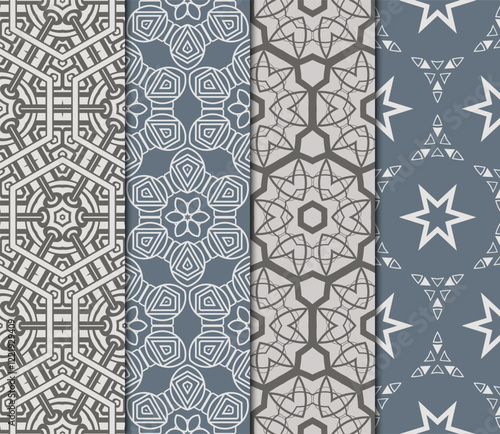 set of Seamless texture of floral ornament. Vector illustration. For the interior design, printing, web and textile