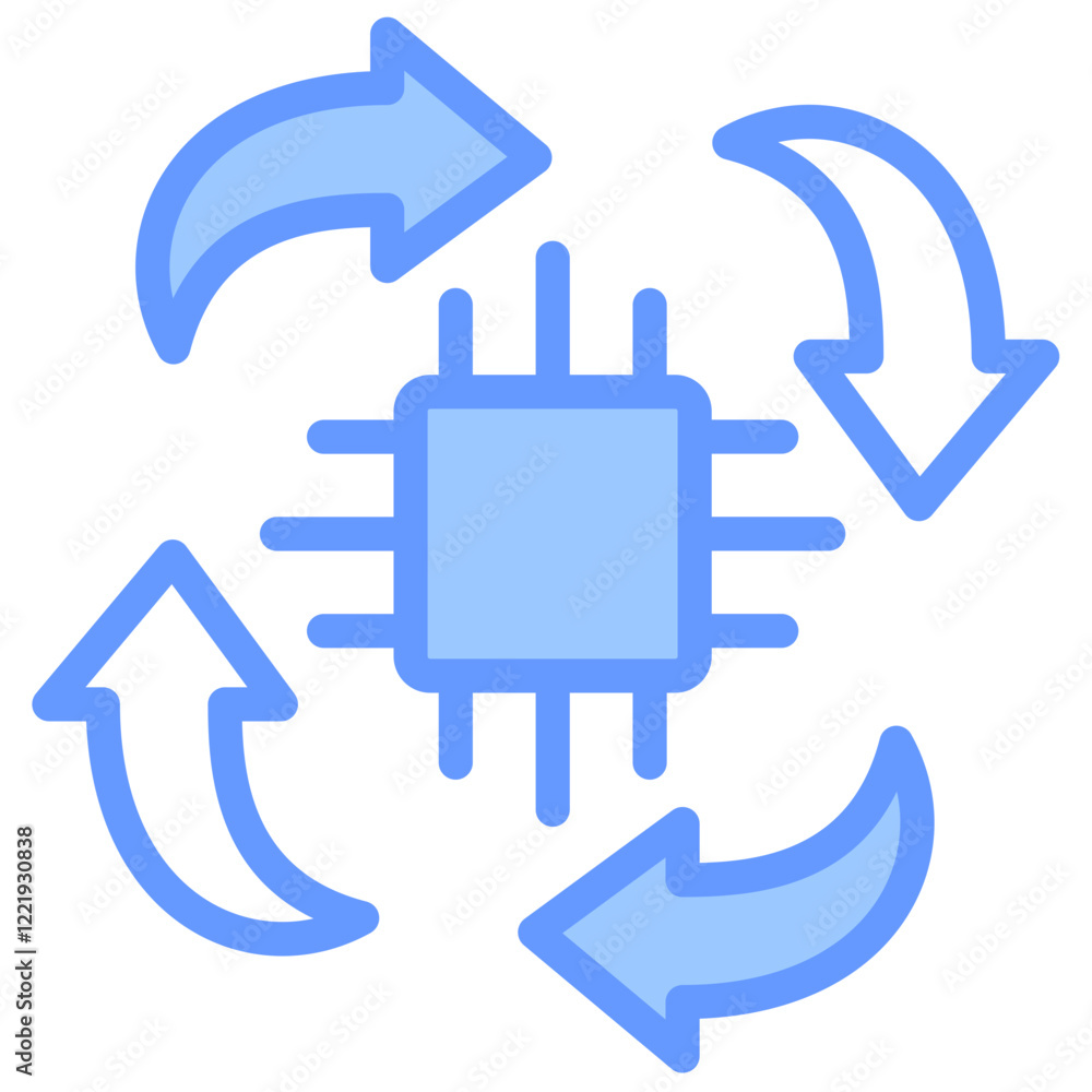 Obraz premium Autonomous System Lineal Blue Icon