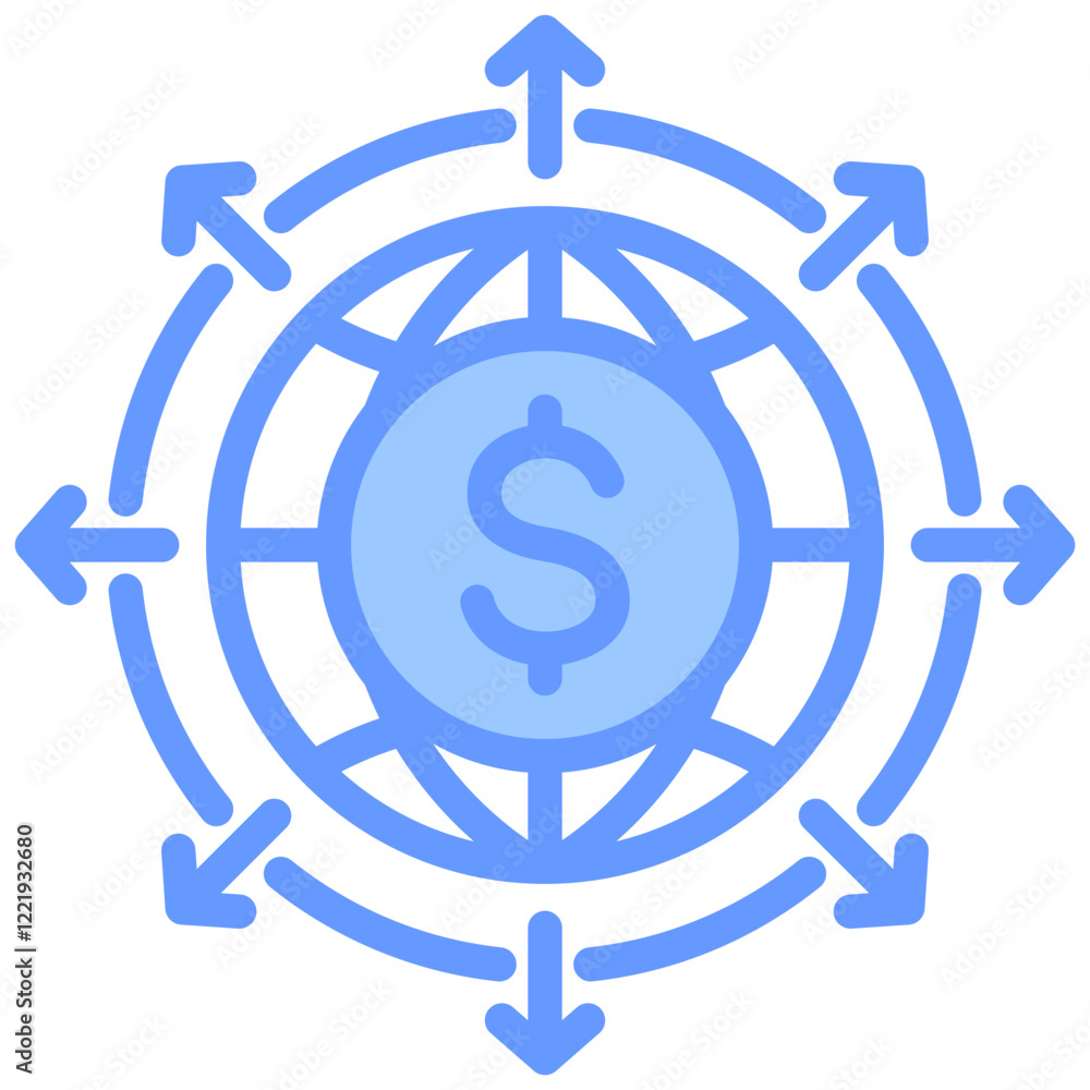 Market Expansion Lineal Blue Icon Market Expansion Lineal Blue Icon
