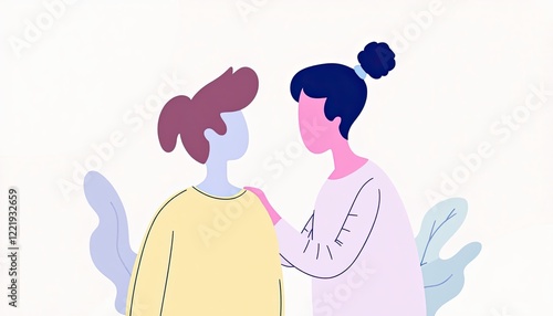 Abstract illustration of two people engaging in conversation