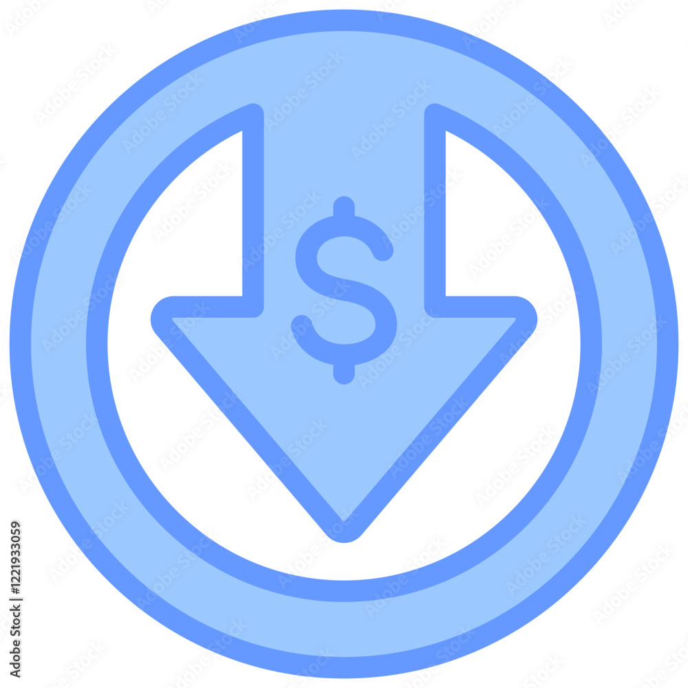Cost Reduction Lineal Blue Icon Cost Reduction Lineal Blue Icon