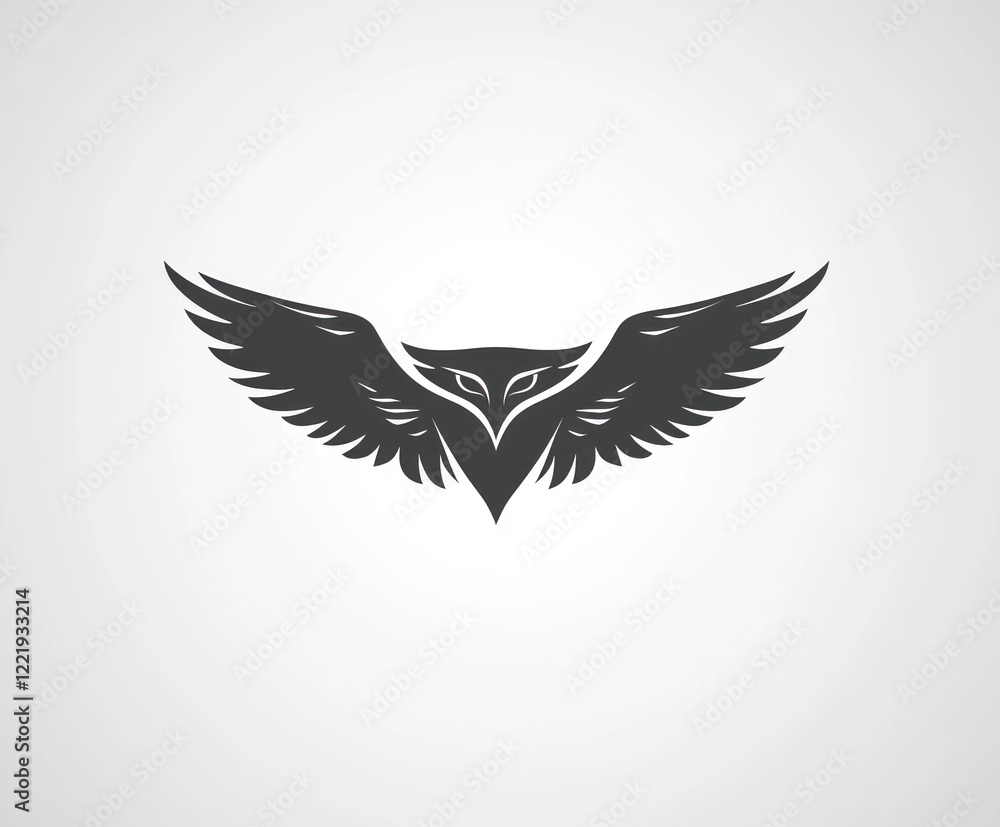 Obraz premium Stylized Owl with Wings Spread in Flight