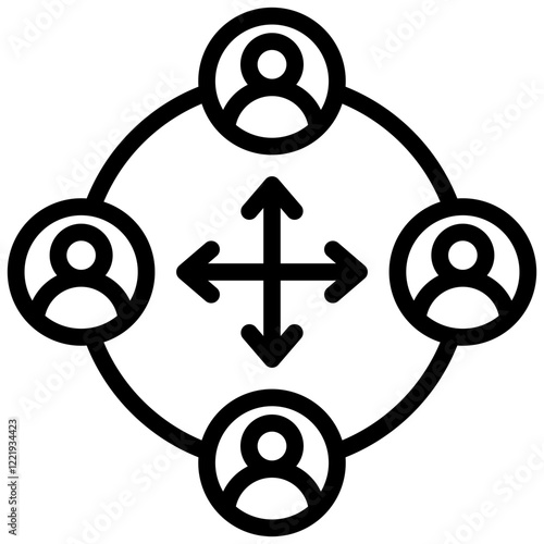 Cross Functional Team Outline Icon
