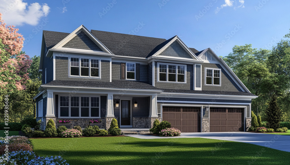 Obraz premium single family house in quakertown pa, spring time