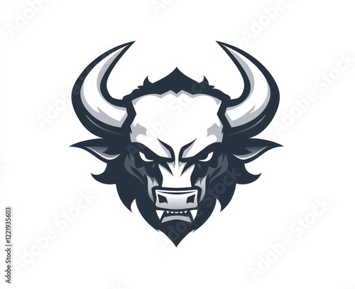 Aggressive Bull Head Mascot Design Illustration photo