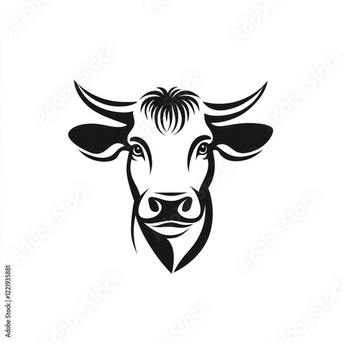 Stylized Cow Head Black And White Illustration photo