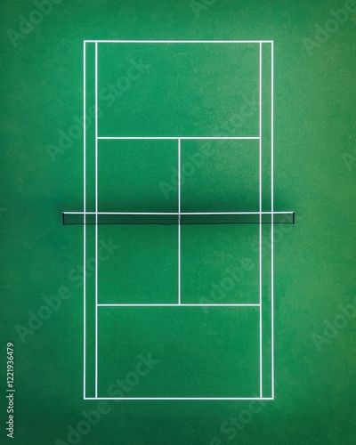 Overhead View of a Green Tennis or Badminton Court