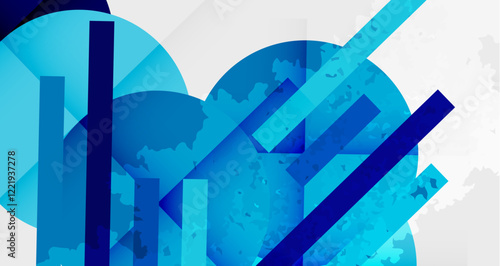 Squares, circles and triangles and grainy noisy texture. Vector Illustration For Wallpaper, Banner, Background, Card, Book Illustration, landing page