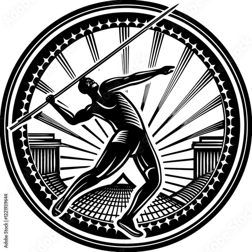 Javelin Power, Perfect Throw, Javelin Athlete, Silhouette Precision, Skyward Spear, Throwing Legends, Javelin Mastery, Silhouette Art, Javelin Dreams, Track and Field Star, Elegant Throw, Spear in Fli