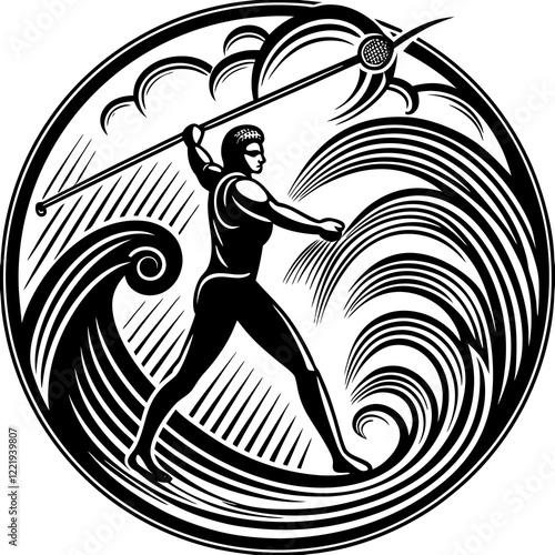 Javelin Power, Perfect Throw, Javelin Athlete, Silhouette Precision, Skyward Spear, Throwing Legends, Javelin Mastery, Silhouette Art, Javelin Dreams, Track and Field Star, Elegant Throw, Spear in Fli