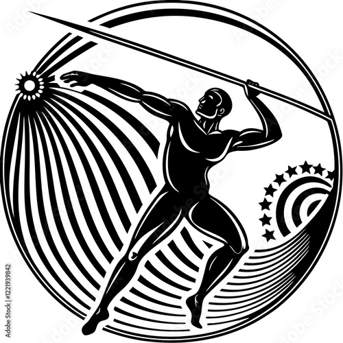 Javelin Power, Perfect Throw, Javelin Athlete, Silhouette Precision, Skyward Spear, Throwing Legends, Javelin Mastery, Silhouette Art, Javelin Dreams, Track and Field Star, Elegant Throw, Spear in Fli