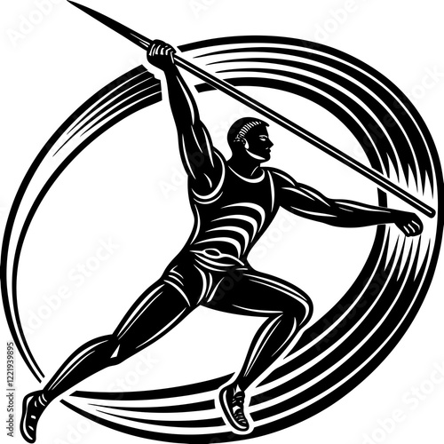 Javelin Power, Perfect Throw, Javelin Athlete, Silhouette Precision, Skyward Spear, Throwing Legends, Javelin Mastery, Silhouette Art, Javelin Dreams, Track and Field Star, Elegant Throw, Spear in Fli