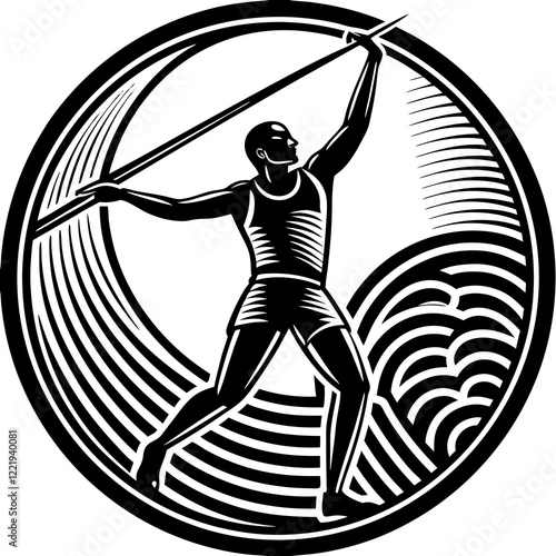 Javelin Power, Perfect Throw, Javelin Athlete, Silhouette Precision, Skyward Spear, Throwing Legends, Javelin Mastery, Silhouette Art, Javelin Dreams, Track and Field Star, Elegant Throw, Spear in Fli