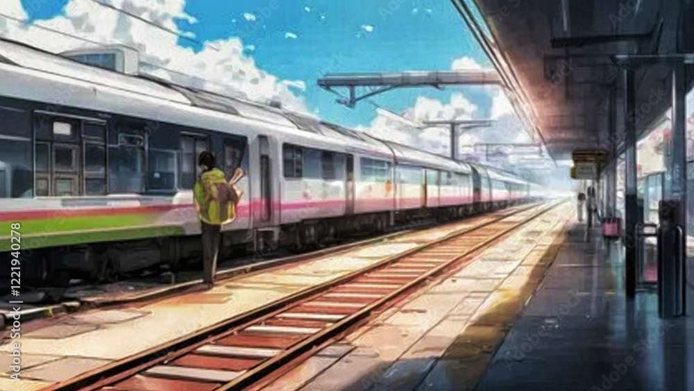 Naklejka premium train in motion blur