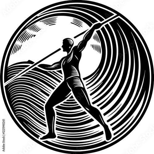 Javelin Power, Perfect Throw, Javelin Athlete, Silhouette Precision, Skyward Spear, Throwing Legends, Javelin Mastery, Silhouette Art, Javelin Dreams, Track and Field Star, Elegant Throw, Spear in Fli