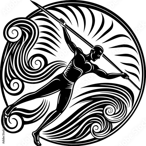 Javelin Power, Perfect Throw, Javelin Athlete, Silhouette Precision, Skyward Spear, Throwing Legends, Javelin Mastery, Silhouette Art, Javelin Dreams, Track and Field Star, Elegant Throw, Spear in Fli