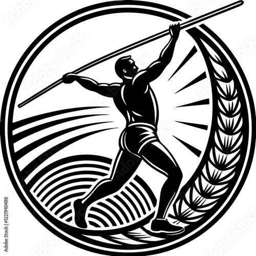 Javelin Power, Perfect Throw, Javelin Athlete, Silhouette Precision, Skyward Spear, Throwing Legends, Javelin Mastery, Silhouette Art, Javelin Dreams, Track and Field Star, Elegant Throw, Spear in Fli