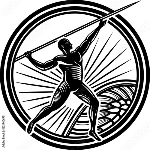 Javelin Power, Perfect Throw, Javelin Athlete, Silhouette Precision, Skyward Spear, Throwing Legends, Javelin Mastery, Silhouette Art, Javelin Dreams, Track and Field Star, Elegant Throw, Spear in Fli