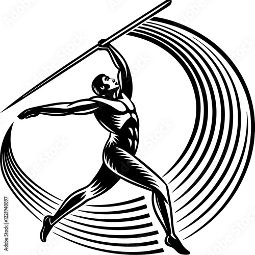 Javelin Power, Perfect Throw, Javelin Athlete, Silhouette Precision, Skyward Spear, Throwing Legends, Javelin Mastery, Silhouette Art, Javelin Dreams, Track and Field Star, Elegant Throw, Spear in Fli