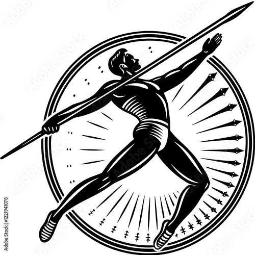 Javelin Power, Perfect Throw, Javelin Athlete, Silhouette Precision, Skyward Spear, Throwing Legends, Javelin Mastery, Silhouette Art, Javelin Dreams, Track and Field Star, Elegant Throw, Spear in Fli