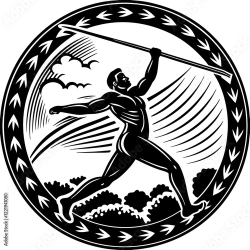 Javelin Power, Perfect Throw, Javelin Athlete, Silhouette Precision, Skyward Spear, Throwing Legends, Javelin Mastery, Silhouette Art, Javelin Dreams, Track and Field Star, Elegant Throw, Spear in Fli