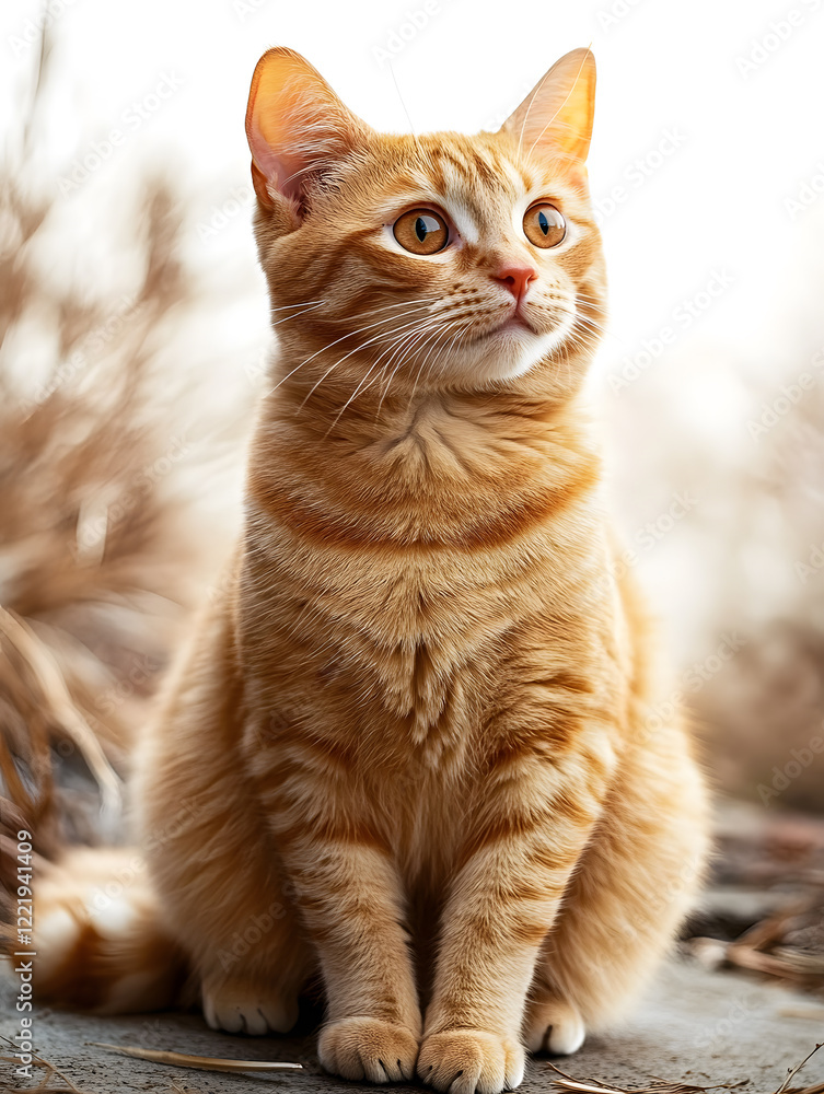 the orange ginger cat sitting at garden the orange ginger cat sitting at garden