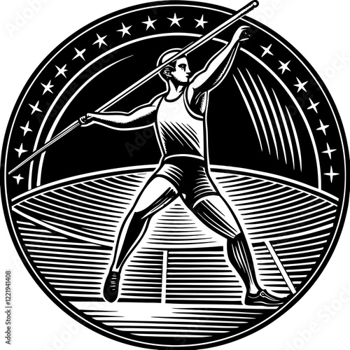 Javelin Power, Perfect Throw, Javelin Athlete, Silhouette Precision, Skyward Spear, Throwing Legends, Javelin Mastery, Silhouette Art, Javelin Dreams, Track and Field Star, Elegant Throw, Spear in Fli