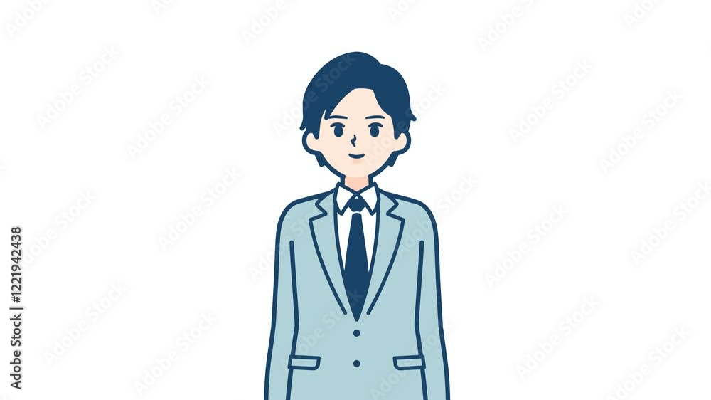 Biz man_Blink and smile quietly_with alpha channel Biz man_Blink and smile quietly_with alpha channel