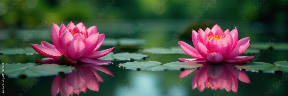 Peonies submerged in a quiet pond with water lilies, aquatic, peony, water lily Peonies submerged in a quiet pond with water lilies, aquatic, peony, water lily