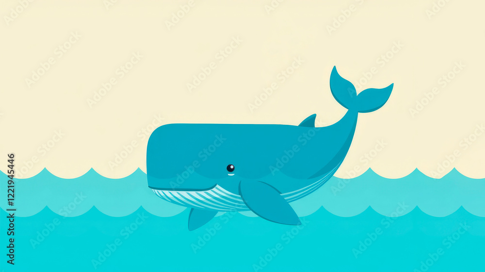Naklejka premium International Day The blue whale event banner. Blue whale on white background with place for text, copy text