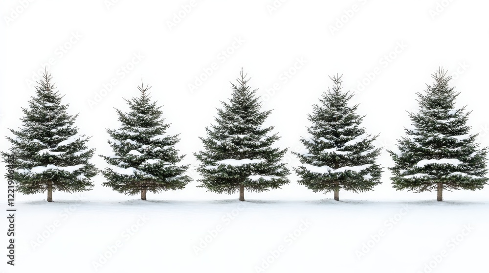 Fototapeta premium Snow-Covered Pine Trees in Winter Landscape