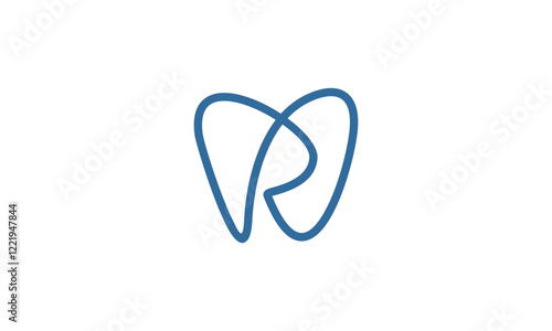 a graphic image with the theme of the letter R teeth, on a white background. vector graphic base.
