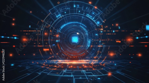 Futuristic Digital Interface Showing Email Transmission