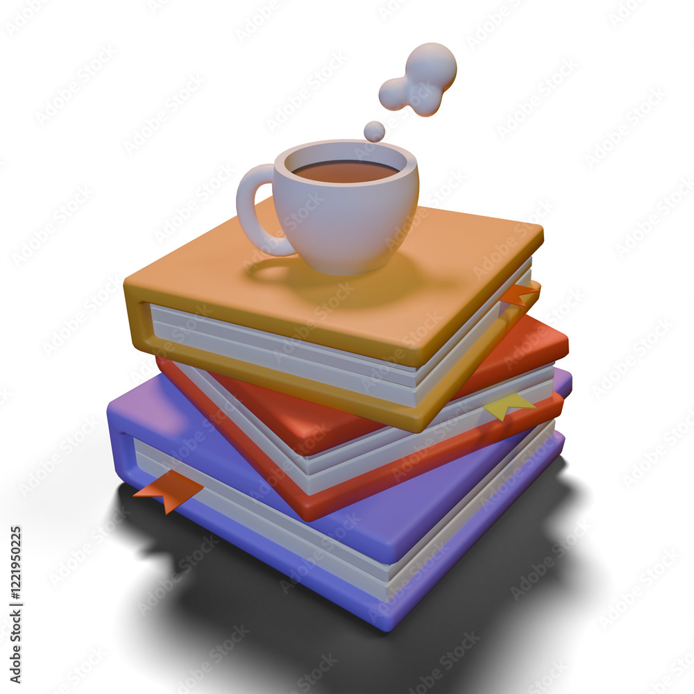 Fototapeta premium stack of books with a cup