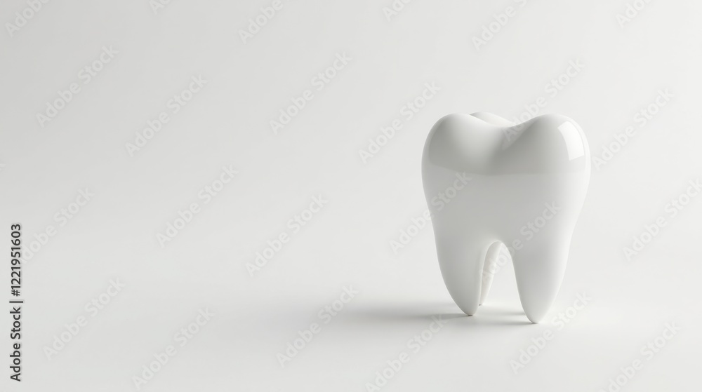 A Single Porcelain Tooth Model on a Plain Background, Representing Oral Health and Dental Care A Single Porcelain Tooth Model on a Plain Background, Representing Oral Health and Dental Care