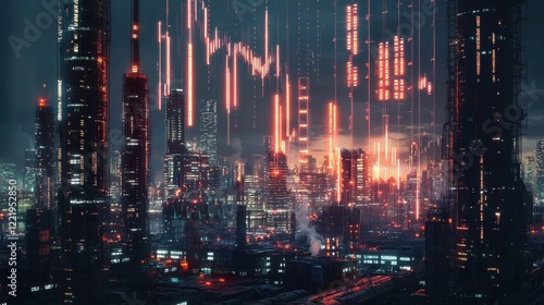 Wallpaper Mural A futuristic cityscape illuminated by vibrant neon lights and towering skyscrapers, showcasing advanced technology and innovation in urban living. Torontodigital.ca