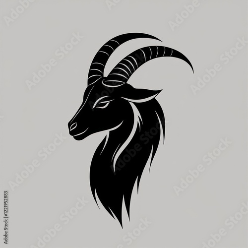 Stylized Black Goat Head Profile Design photo