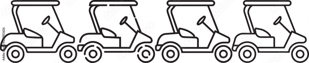 silhouette vector line drawing of a golf cart. silhouette vector line drawing of a golf cart.