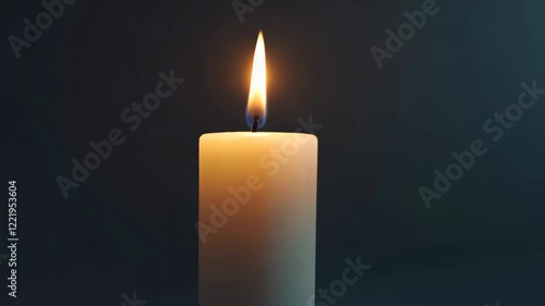 Flickering candle emits warm light in a darkened space during a calm evening atmosphere