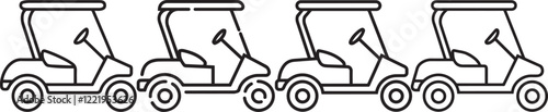 silhouette vector line drawing of a golf cart.